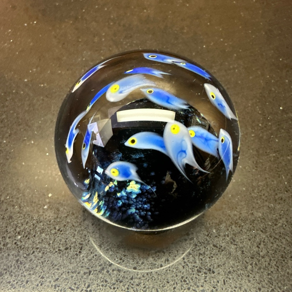 Beautiful CATHY RICHARDSON High Dome FISH AQUARIUM Art Glass Paperweight 2015